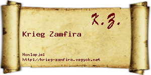 Krieg Zamfira névjegykártya